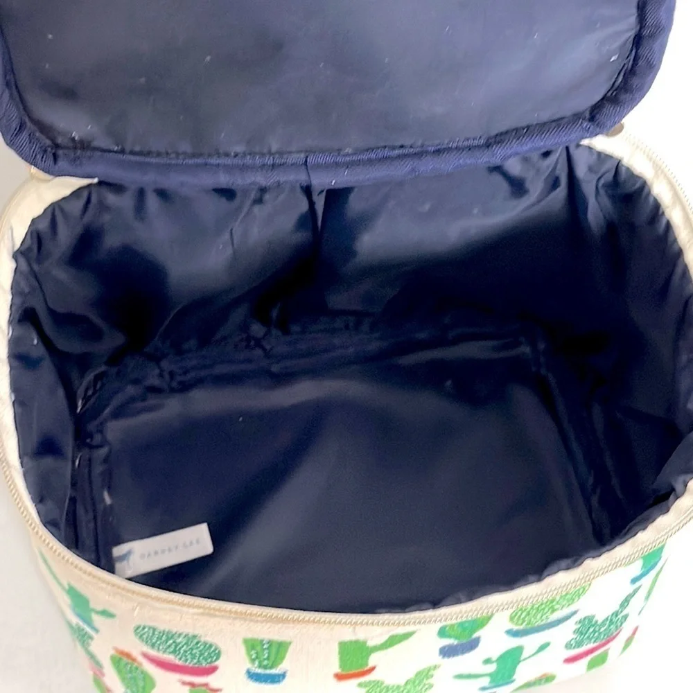 Dabney Lee Cactus Canvas Cosmetic Train Case Large Makeup Bag Travel EUC